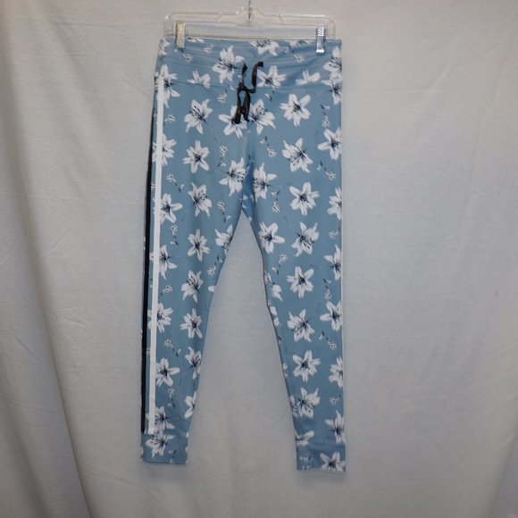 New AVEC LES FILLES Blue Floral Leggings L - Picture 2 of 10